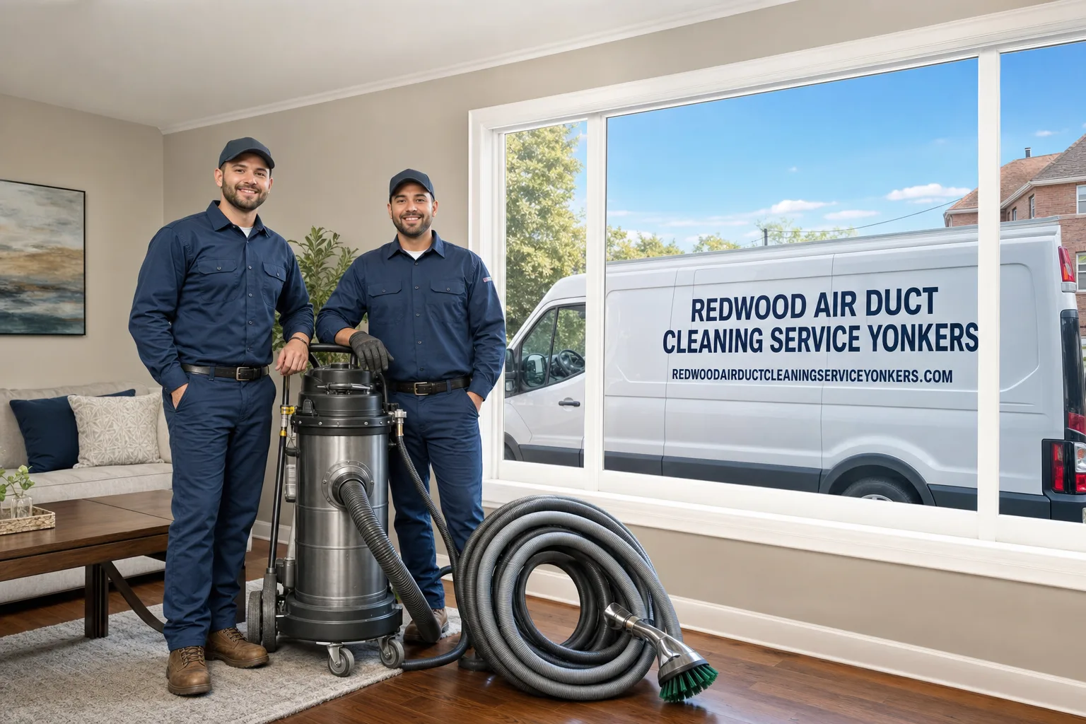 Redwood Air Duct Cleaning Service Yonkers service vehicle and crew in Yonkers, NY